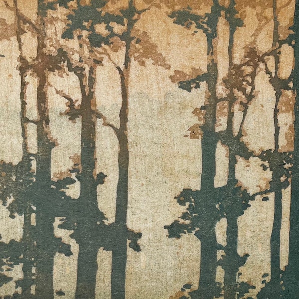 Original Holzschnitt Forest No. 18 Artist Proof Hand Pulled Moku Hanga Fine Art Print