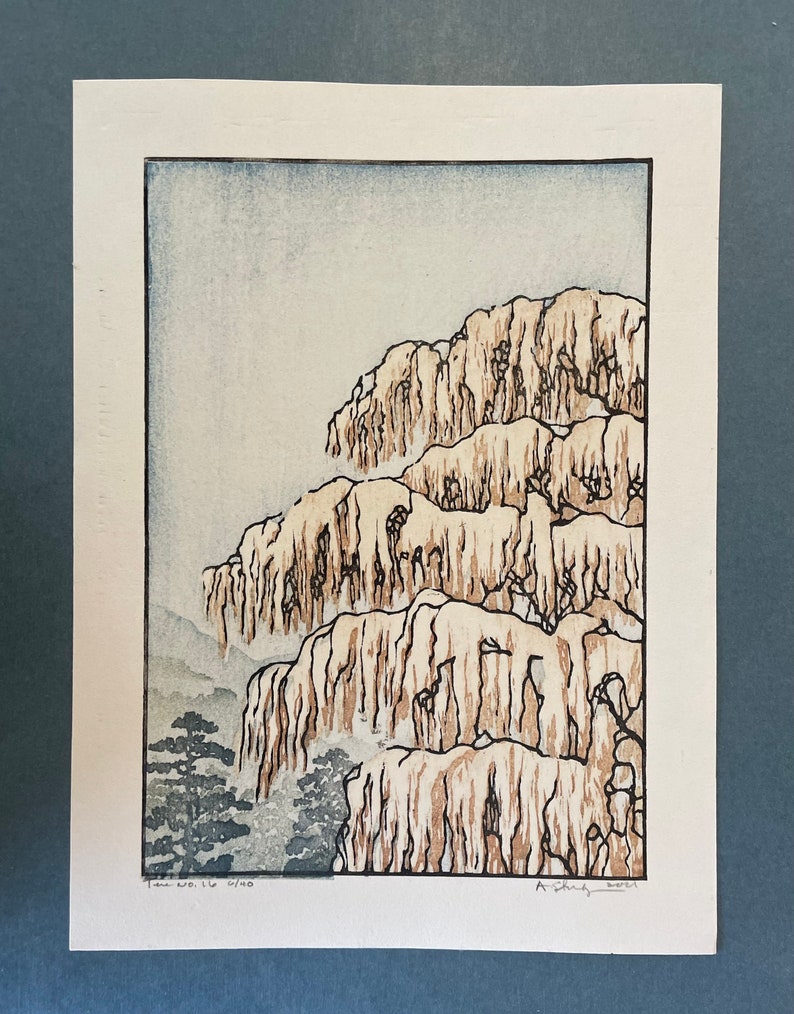 Woodblock Print Tree No. 16 limited edition hand-pulled block print landscape, moku haga fine art print print