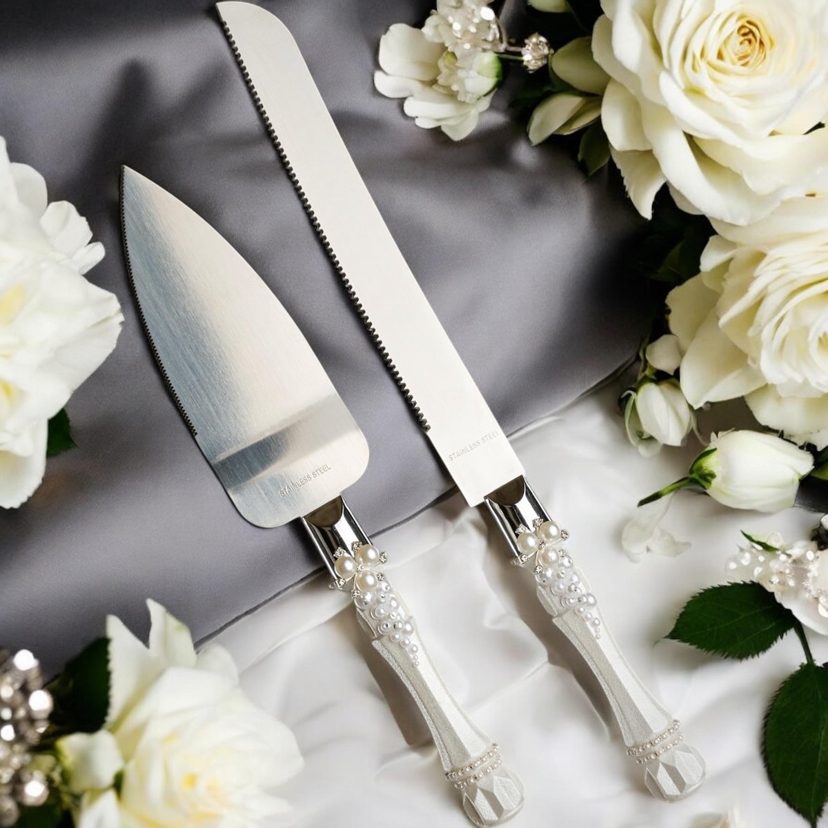 Wedding Table Set With Personalized Cake Knife + Server, Champagne Flutes, Engraved Plate, Rhinestone Cutlery and Candle Decor for Elegant Celebrations - Etsy