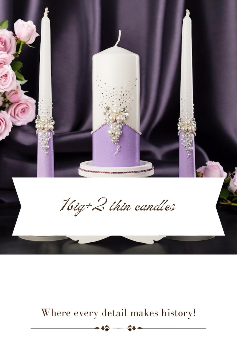 Purple-themed wedding ceremony supplies - purple unity candles