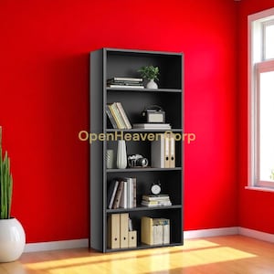 5-Tier Adjustable Bookshelf – Open Wood Bookcase & Magazine Organizer, Storage Shelf for Home or Office