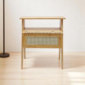 Natural Bamboo Nightstand with Drawer – Bedside Table & Bedroom Storage Cabinet, Eco-Friendly Wooden Side Table