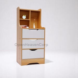 Wooden Nightstand with 3 Drawers – Bedside End Table with Storage Shelf, Bedroom Side Stand Furniture