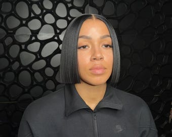 8inch Human Hair Wig with 5*5 HD closure. Prebleached and Preplucked Closure.