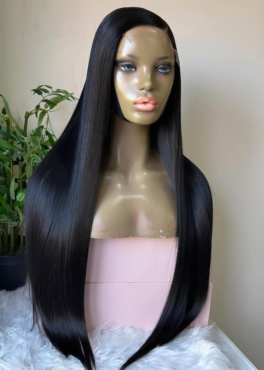 22inch Human Hair Wig, bone straight with 5*5 HD Closure. Density-350
