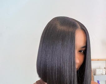 12inch Human Hair Wig with 5*5 HD closure. Prebleached and Preplucked Closure.