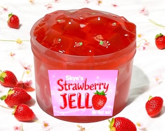 Strawberry Jello Slime, Pink & Red, with Charms, 8oz