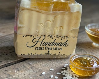 Handmade Honey Rice  & Coffee Cinnamon Exfoliating Soap Bar – made with natural ingredients by VSDesigns.