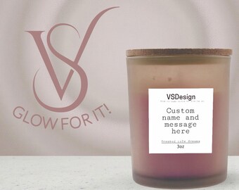 Custom Scented Candle, Personalized Message,  scent, color, and gift wrapping, 3oz.
