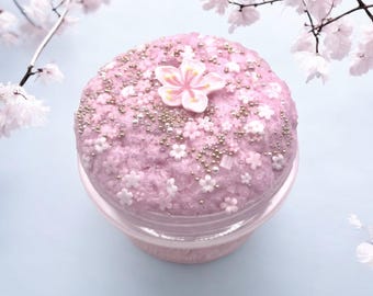 Sakura Cherry Blossom Cake Cloud Slime by Skye Blakely slimes. Featuring 7oz.