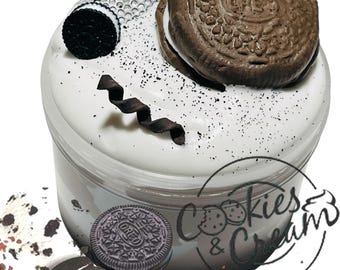 Cookies and Cream Butter Slime: Scented DIY Slime, Cookie Charm, 8oz