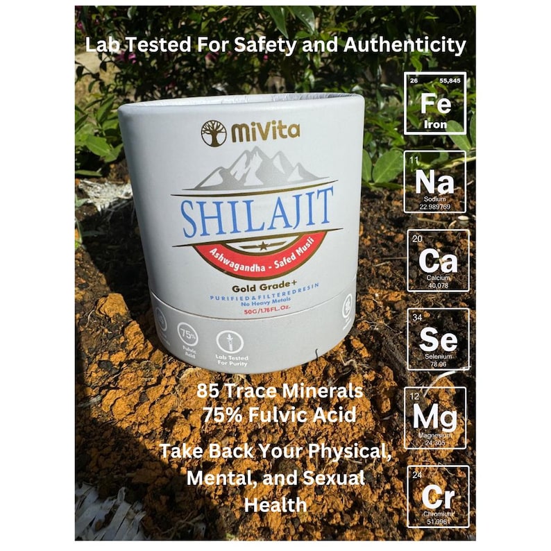 MiVita Gold Grade Shilajit Resin - Ashwagandha & Safed Musli, 50g image 2