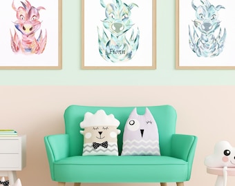 Dragon print, Baby gifts, nursery art, Giclée nursery print, personalized gifts, decorative painting, limited edition art, dragons