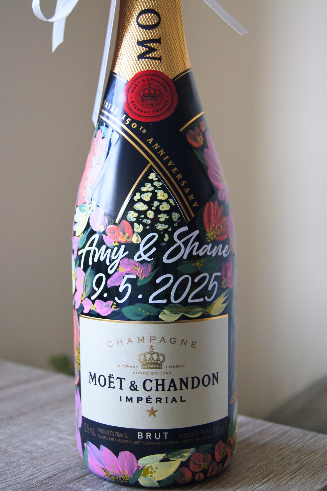 Handpainted bottle, handpainted occasion bottle, painted occasion bottle, wedding gift, milestone birthday, anniversary gift, painted gift