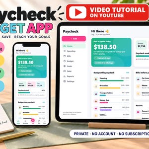 Paycheck Budget App, Biweekly Budget Planner, Bill Tracker, Debt Payoff Tracker, Savings Goals, Expense Tracker for Phone iPad PC, Free Demo