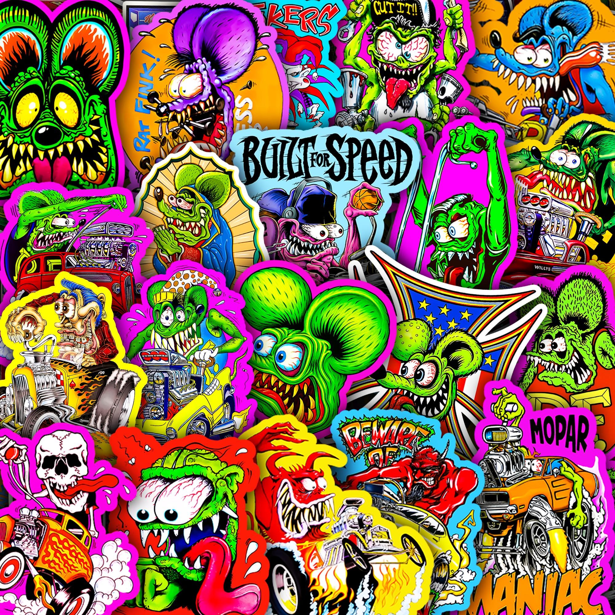 Rat Fink Mouse Vinyl Decal Sticker - Multiple Sizes Up To 14 Inches, Glossy, Multicolor, USA Made