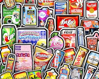 Funny Food Spoof Stickers: Wacky Packages Waterproof Vinyl Decals - 50 pcs