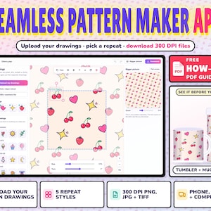 Seamless Pattern Maker App, Pattern Generator, Tumbler Wrap Template Maker, Repeating Pattern Creator, Sublimation and Fabric Design Tool