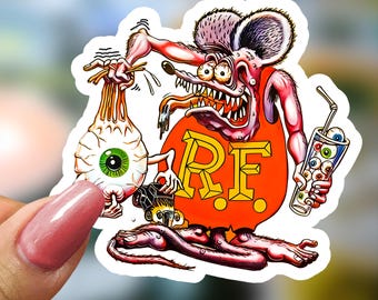 Rat Fink Waterproof Vinyl Decals, Ed Roth Hot Rod Stickers (40pcs