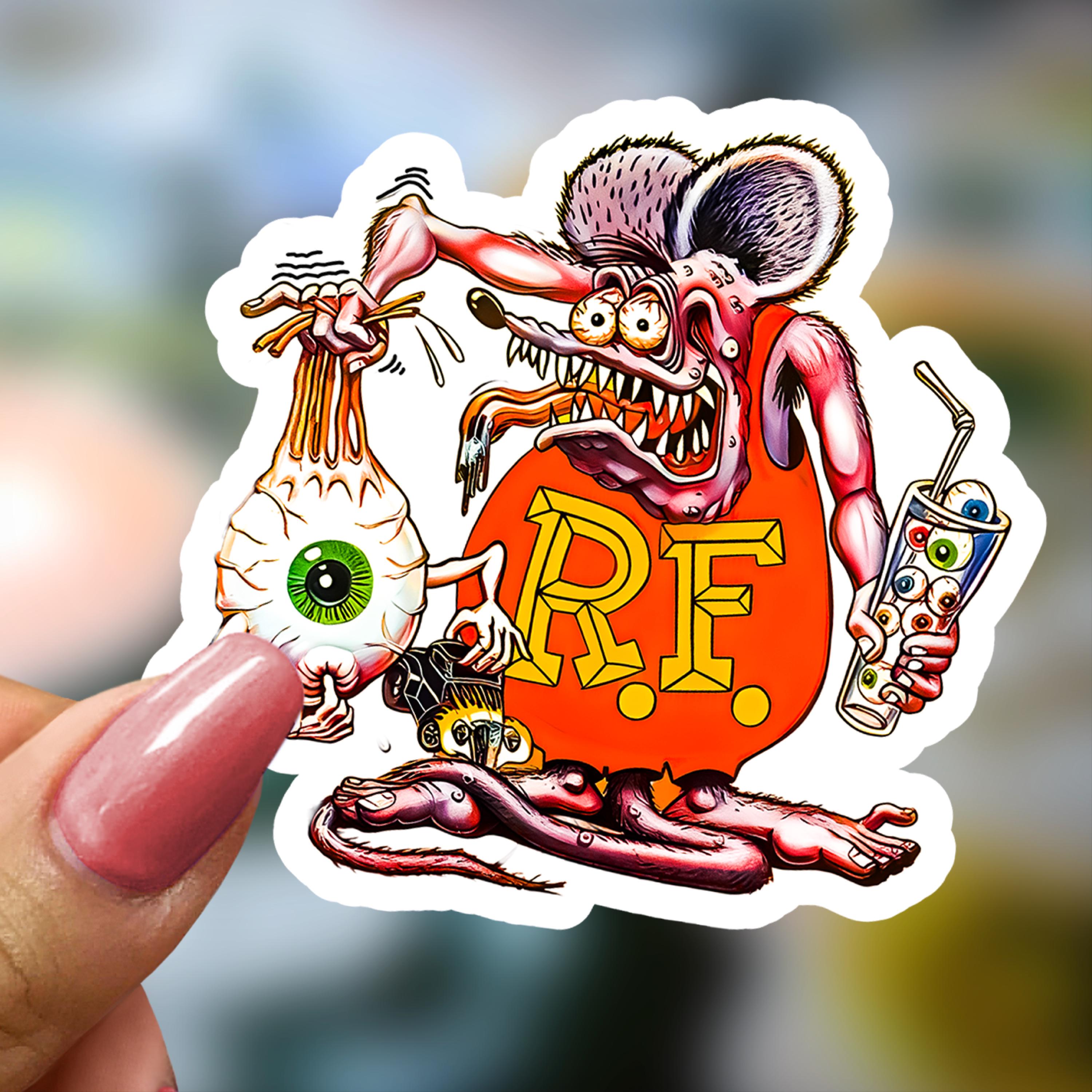 Rat Fink Waterproof Vinyl Decals, Ed Roth Hot Rod Stickers (40pcs