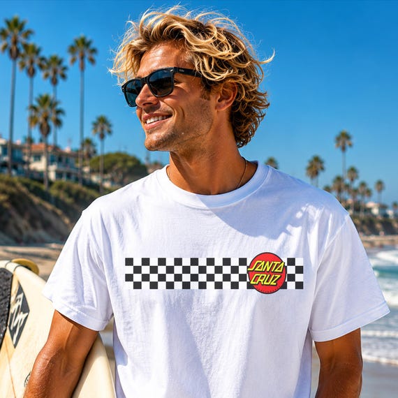 Checkerboard Skate Shirt | Santa Cruz Inspired Skateboarding Tee Skater Streetwear T-Shirt Retro Skate Park Graphic Tee Unisex Skate Gift