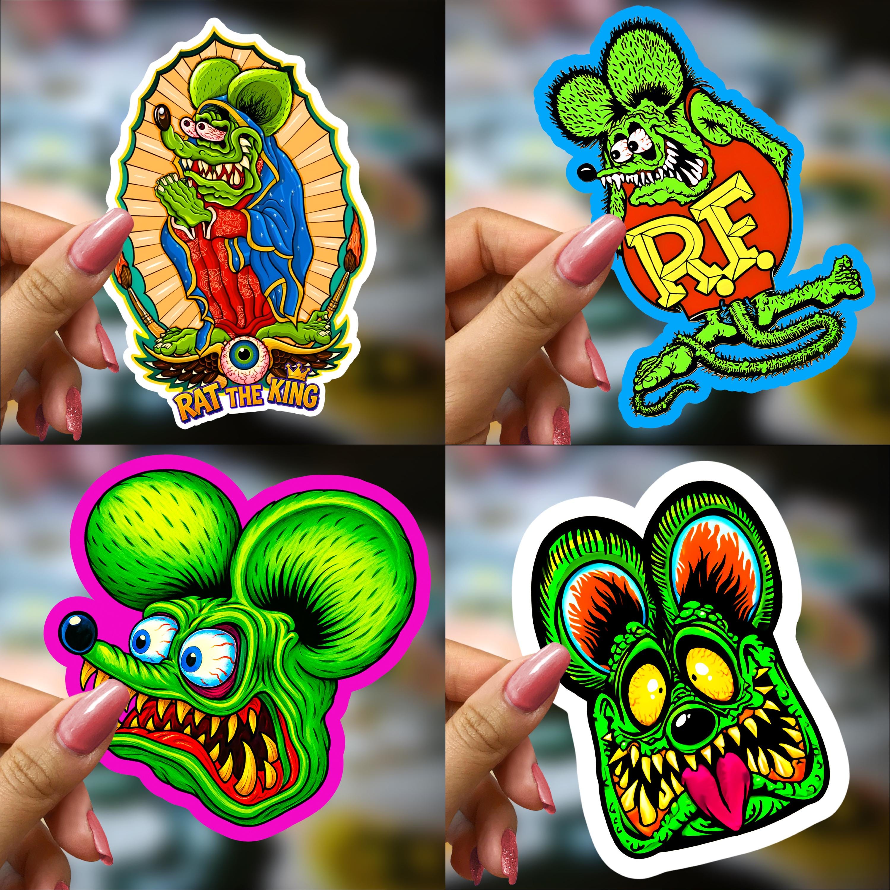 Rat Fink Sticker 40 Pack Waterproof Vinyl Hot Rod Decals, Ed “big