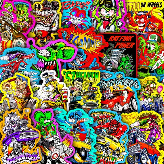 Rat Fink Sticker 40 Pack Waterproof Vinyl Hot Rod Decals, Ed “big