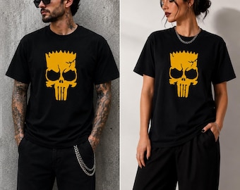 Camiseta con estampado de calavera, estilo táctico, motero, skate, streetwear, gótico, punk, calavera, camiseta de calavera de dibujos animados, regalo para skaters, unisex.