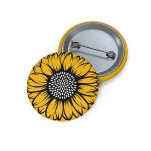 Sunflower Pin Gift For Her Floral Button Badge Bright Yellow Flower Lapel Pin Pinback Pins for Her Personalized Gift Ideas Sunflower Pin
