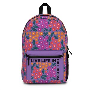 Floral Backpack Nature Lover Gift Flower Pattern Daypack Botanical School Bag Garden Theme Backpack for Hiker Gift for Her Computer Bag Gift