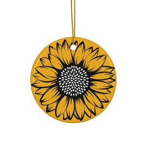 Sonnenblume Keramik Ornament doppelseitiger Druck Blumendekor Wohnkultur Urlaub Dekor Weihnachten Ornament Einzigartiges Geschenk für sie Floral Mom Geschenk