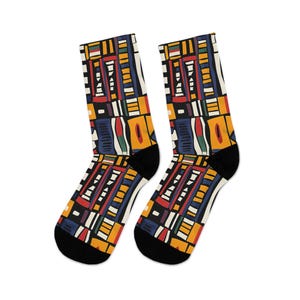 Abstract Art Socks For Her Vibrant Colored Socks For Him Artist Gift Socks Fun Patterned Socks Block Pattern Gift Socks Urban Style Socks