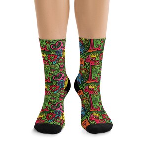 Graffiti Socks for Art Lover Funky Face Socks Vibrant Colored Socks Fun Statement Socks Unique Patterned Gift Socks for Her Socks for Him