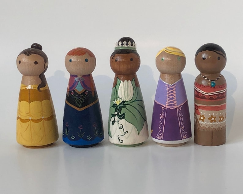 Disney Princess Wooden Peg Dolls | Etsy