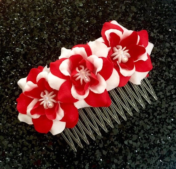 Spooky Spider Baby Flower Hair Comb Red/White | Etsy