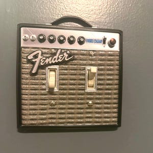 3D Printed Fender Vibro Champ Style Light Switch Plate – Handmade with Real Amp Grill Cloth