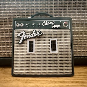 Fender Champ Amp-Inspired Switch Plate – Handcrafted Guitar Decor for Tone Lovers– Real Amp Grill Cloth
