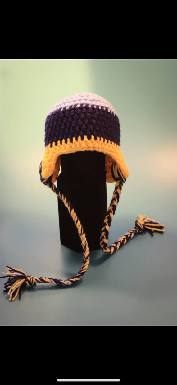 Handmade Crochet Winter Hat: Blue, Navy, and Yellow Braided  display picture 3