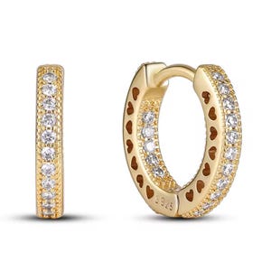 Boucles d'oreilles créoles étincelantes en argent sterling 925, bijoux hypoallergéniques, décorées de zircon, style de luxe élégant pour femme, cadeau pour elle