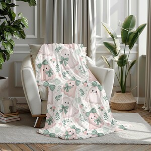 Cozy Ghost-Themed Velveteen Plush Blanket, Halloween Decor, Soft Throw for Kids or Adults, Comfort Gift for All Occasions