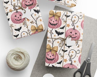 Spooky Pumpkin Halloween Wrapping Paper: High-Definition Print