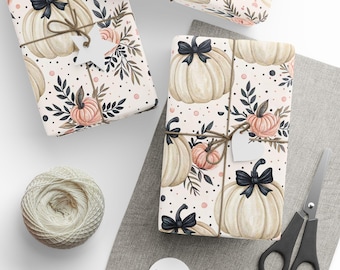 Autumn-Themed Wrapping Paper, Fall Gift Wrap, Pumpkin Decor, Seasonal Wrapping, Harvest Party Supplies