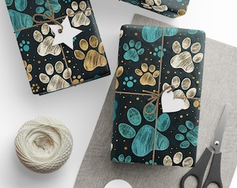 Carta da regalo con impronte di zampe: carta da regalo a tema animali domestici, ecologica.