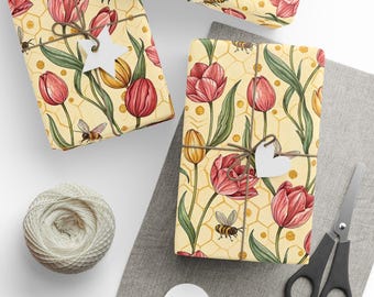 Floral Wrapping Paper: Whimsical Vintage Style, Sustainable Gift Wrap