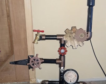 Pipe Lamp-Steampunk lamp-edison-Table lamp-Desk lamp-Rustic home decor-Gift-Farmhouse decor-Home decor-Desk accessories-Industrial lighting