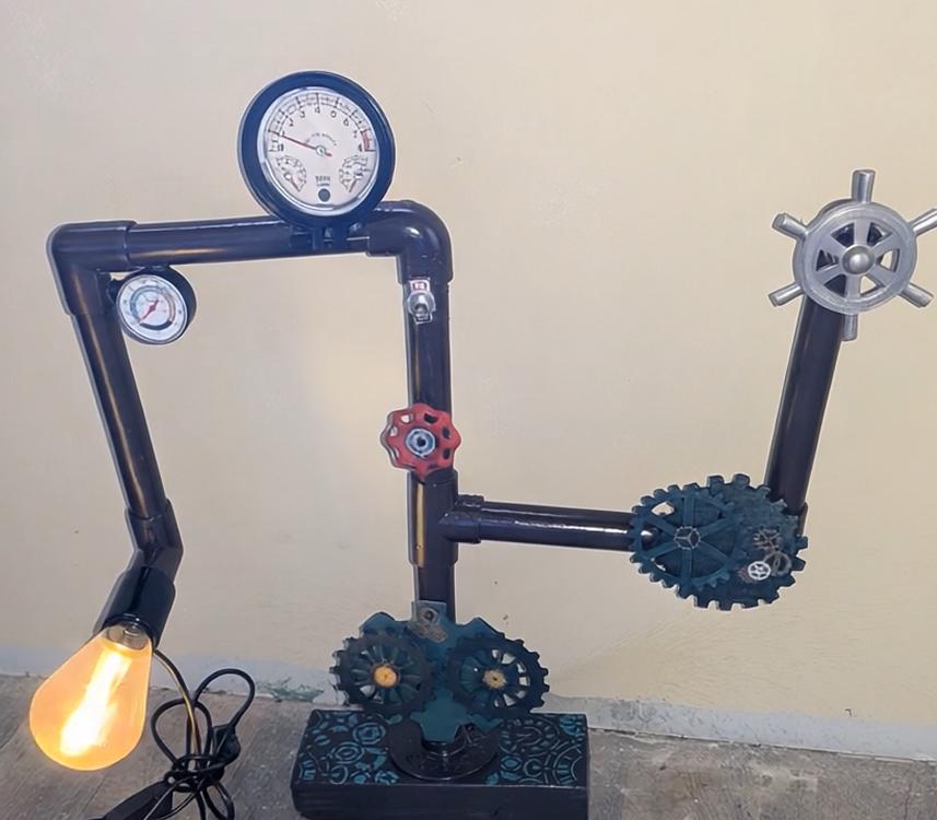 Pipe Lamp-Edison Steampunk lamp-Table lamp-Desk lamp-Rustic home decor-Gift-Farmhouse decor-Home decor-Desk accessories-Industrial lighting