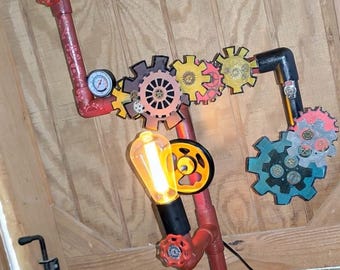 Pipe Lamp-Edison Steampunk lamp-Table lamp-Desk lamp-Rustic home decor-Gift-Farmhouse decor-Home decor-Desk accessories-Industrial lighting