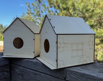 DIY Birdhouse Paint Kit: Floral or Plain Design - Fun Summer Craft