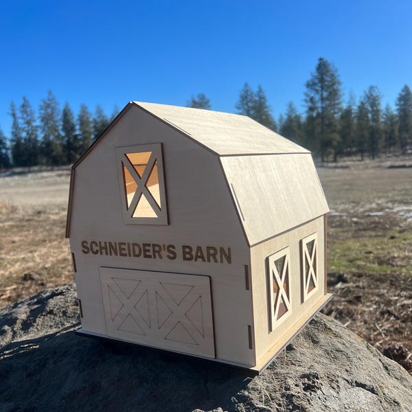 DIY Barn Model Craft Kit: Laser-Etched, Ready to Assemble