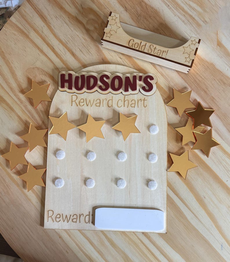 Rewards Box Lettering Personalized Magnetic Reward Chart With Gold Star Holder - Etsy